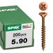 SPAX Universele schroef, 5 x 90 mm, 200 stuks, Deeldraad, Verzonken kop, Kruiskop Z2, 4CUT, Gebruineerd - 1081140500905