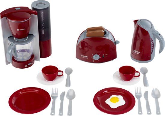 Klein Toys Bosch Speelgoedkeuken Accessoireset Groot Ontbijtset - Rood