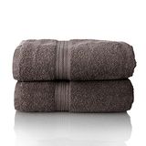 ALCLEAR comfort badstof handdoekenset absorberend van 100% Ökotex katoen, badstof serie in 6 kleuren en 5 maten, kleur: antraciet, 2x saunahanddoeken 70x200 cm