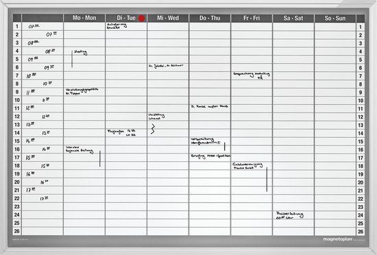 Magnetoplan Weekly Planner Plantafel CC - 90x60cm - 7-Day Week - Aluminium Frame