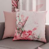 PETTI Artigiani Italiani - 1 paar kussenslopen 50 x 50 cm van microvezel, decoratief kussen voor slaapkamer, bank, woonkamer, set met 2 kussenslopen, roze vlinder, 100% Made in Italy