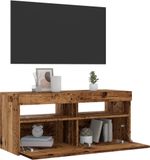 Maison Exclusive - Meuble TV avec éclairage LED, aspect bois vieilli, 90x35x40 cm