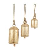 Woodland Imports Decoratieve Koe Bell, Metaal, Goud, 10", 8", 6" H
