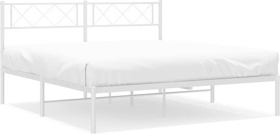 vidaXL Bedframe met hoofdbord Metaal Wit 160x200 cm