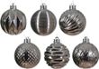 Decoris Kerstballen Gedecoreerd - 12x - 6 cm - Kunststof - Zilver