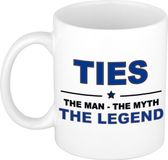 Bellatio Decorations Ties cadeau mok - man myth legend - naam koffiemok / beker - wit en blauw - 300 ml - verjaardag