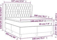 vidaXL Boxspring met matras stof blauw 140x200 cm