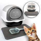 Merkloos Kattenbak Gesloten met deksel Grijs met actief koolfilter, schep en strooimat