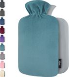 Warmwaterkruik Qomfor Warmwaterkruik met Fleece Hoes - 1,8 liter - Groen/Blauw