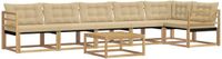 vidaXL Hoek loungeset 6 zitplaatsen Acacia Hout Wit en Beige