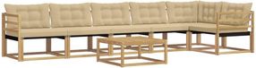 vidaXL Hoek loungeset 6 zitplaatsen Acacia Hout Wit en Beige