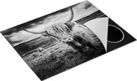 Chefcare Inductie Beschermer Schotse Hooglanders - Zwart Wit - 77x59 cm