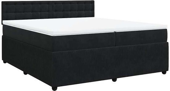 vidaXL Boxspring met matras fluweel zwart 200x200 cm