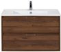 BES LED Porto Badmeubelset 90 cm - Walnoot - Keramische Wastafel Wit Slim