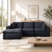 MODENUIT Canapé d'angle 280 cm - Modulaire 3 pièces Avec fonction couchage - Tissu - Black+Blue