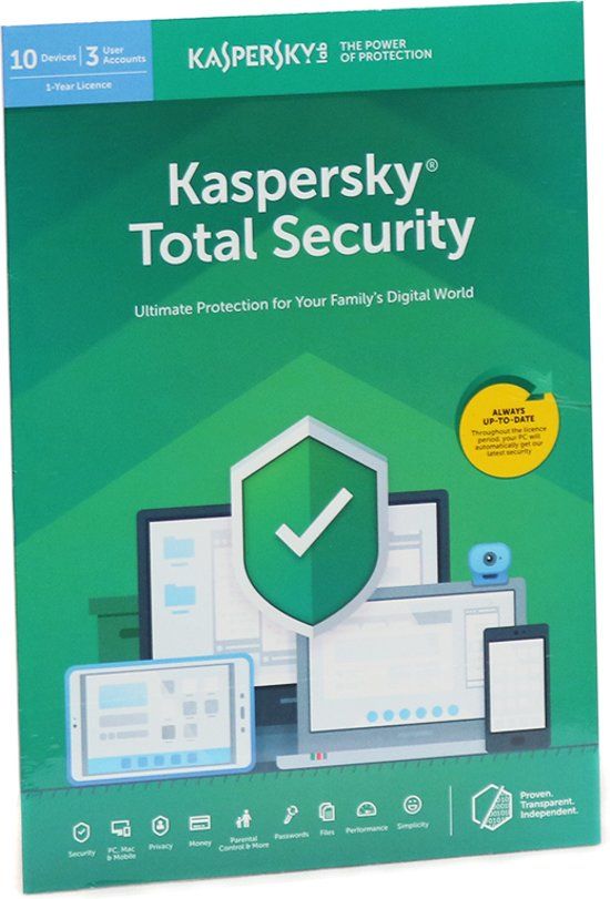 Kaspersky Total Security - 10 Apparaten - 1 Jaar - Engelse verpakking