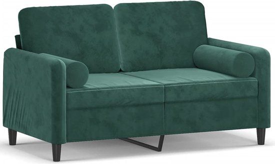 vidaXL Tweezitsbank met sierkussens 120 cm fluweel donkergroen