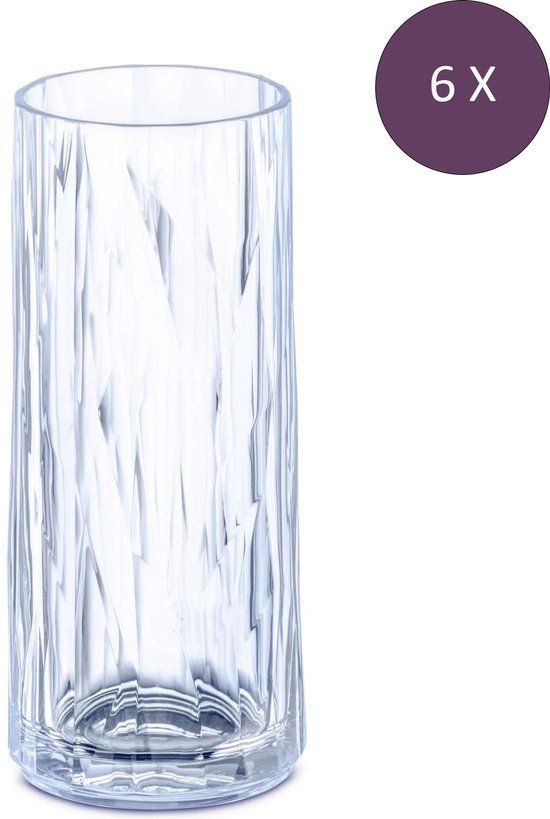 Koziol Superglas Club No. 03 Bierglas 250 ml Set van 6 Stuks - Kunststof - Transparant