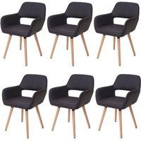 Générique HWC Set van 6 eetkamerstoelen HWC-A50 II, keukenstoel, retro jaren 50 design ~ kunstleer, bruin, lichtgekleurde poten
