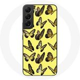 Maniacase Etui voor Samsung Galaxy S22 Vlinders Gele Achtergrond