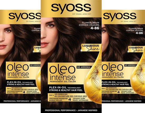 Syoss Oleo Intense - Haarverf - 4-86 Fluweelbruin - Voordeelverpakking - 3 Stuks