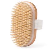 Blendura Droogborstel, natuurlijke haren, lichaamsborstel voor het verwijderen van dode huid, houtkleur, beige