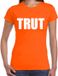 Bellatio Decorations Foute party T-shirt voor dames - oranje - TRUT - feestkleding - themafeest XL