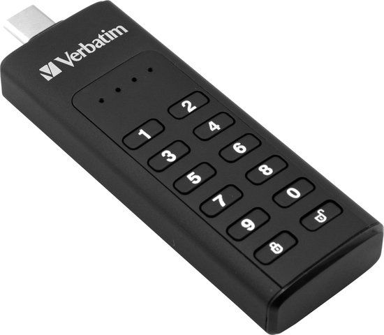 Verbatim Keypad Secure USB Flash Drive - 128 GB - USB-C 3.0 - Black