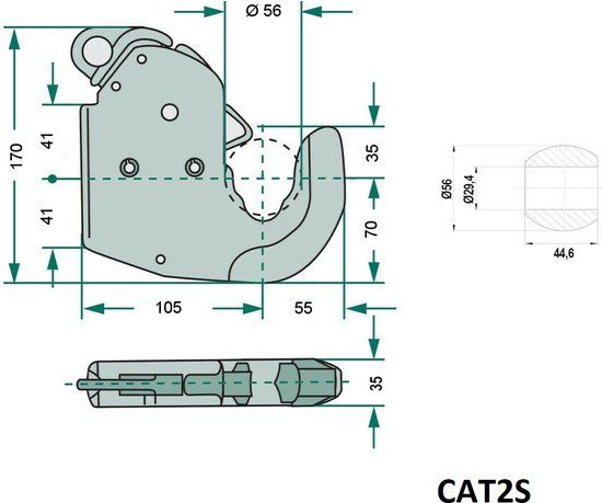 2 x Vanghaak Cat. 2S Snelkoppeling tot 66 kW / 90 pk - Set van 2 Vanghaken + Kogels