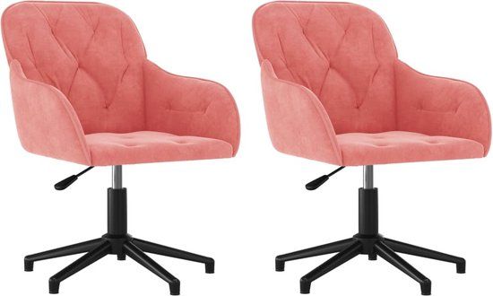 vidaXL Eetkamerstoelen 2 stuks Draaibaar Fluweel Roze