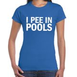 Bellatio Decorations I pee in pools T-shirt Blauw Dames Katoen XS