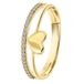Lucardi Dames Dubbele ring hart en zirkonia - Ring - Cadeau - 14 Karaat Goud - Geelgoud