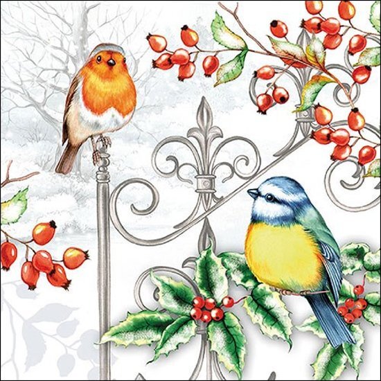 Ambiente servetten "Birds & Holly"