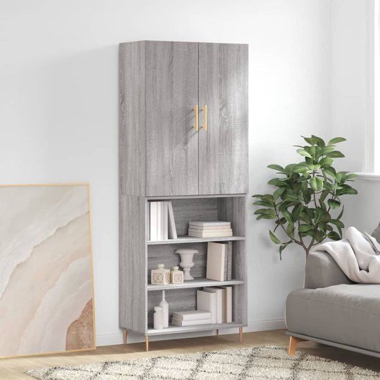 vidaXL Hoge kast 69,5x34x180 cm bewerkt hout sonoma eikenkleurig