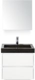 BES LED Dante Badmeubelset 60 cm - Wit Hoogglans - Wastafel Hardsteen Wit Lucca met Spiegelkast