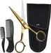 ONTAKI Ciseaux professionnels allemands en acier pour barbe et moustache (5) Laiton doré