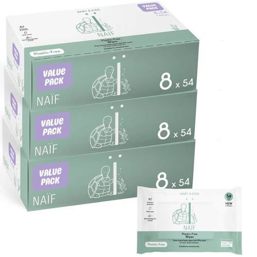 NAÏF 24 stuks - plasticvrije water billendoekjes