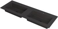 Wastafel INK Kraft Dubbele Wastafel met 2 Kraangaten - 1400x450x10 mm - Composiet - Zwart