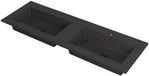 Wastafel INK Kraft Dubbele Wastafel met 2 Kraangaten - 1400x450x10 mm - Composiet - Zwart