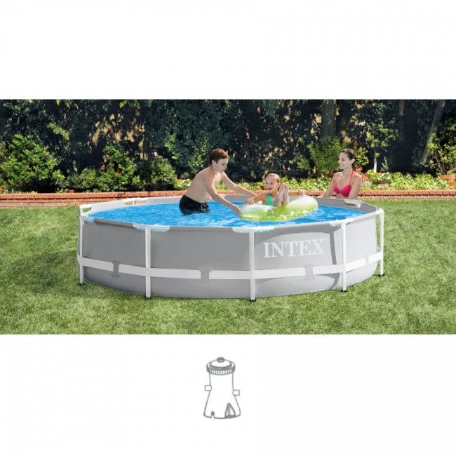 Intex Prism Frame Premium Pool Set - Ø 305 x 76 cm - Round Pool - Grey