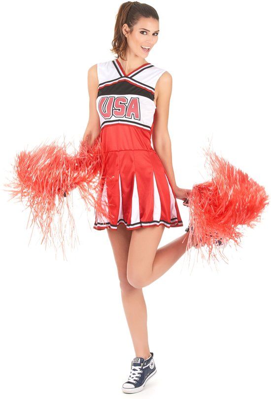 Rood USA cheerleader kostuum voor vrouwen - Volwassenen kostuums