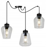 HOME LIGHT Hanglamp Spider met Glazen Kap, Zwart/Transparant, 3xE27