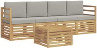 vidaXL - Buiten - bank - set - 5 - st - Wit - en - Lichtgrijs - Polyester
