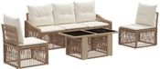 vidaXL Tuinbankenset 6 st Beige en Crème Wit poly rattan