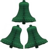 Merkloos / Sans marque Kerstklok van papier - 3x - groen - 50 cm