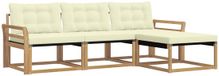 vidaXL - Acaciahout - Loungeset bank - 4 zitplaatsen - wit en crèmekleurig