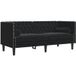 Canapé Chesterfield avec traversins 2 places noir velours