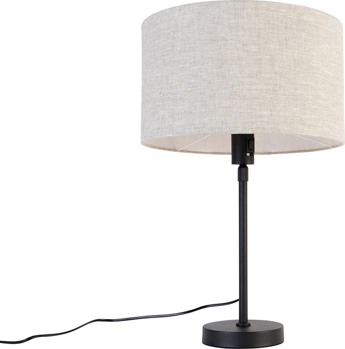 QAZQA Parte Stof - Design Tafellamp met kap - Zwart - H 68 cm