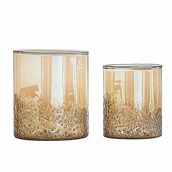 LOBERON Windlicht set van 2 Plélo champagne