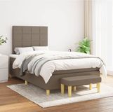 vidaXL Boxspring met matras, stof, taupe, 120x200 cm
